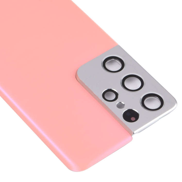 For Samsung Galaxy S21 Ultra 5G Battery Back Cover with Camera Lens Cover (Pink)