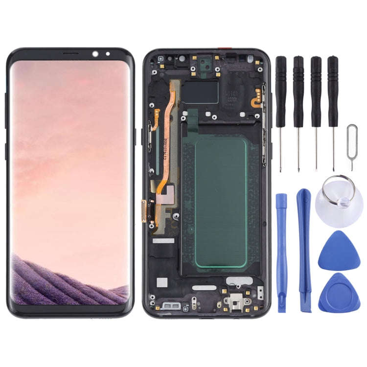 OLED LCD Screen for Samsung Galaxy S8+ SM-G955 Digitizer Full Assembly with Frame (Black)