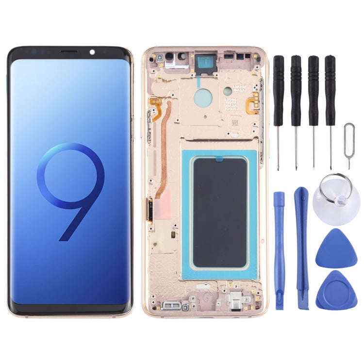 OLED LCD Screen for Samsung Galaxy S9+ SM-G965 Digitizer Full Assembly with Frame (Gold)