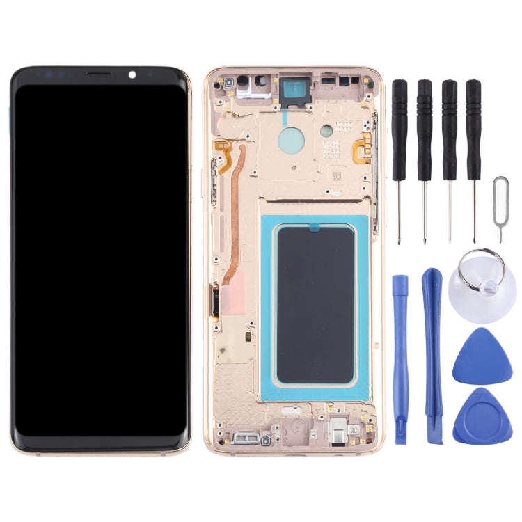 OLED LCD Screen for Samsung Galaxy S9+ SM-G965 Digitizer Full Assembly with Frame (Gold)
