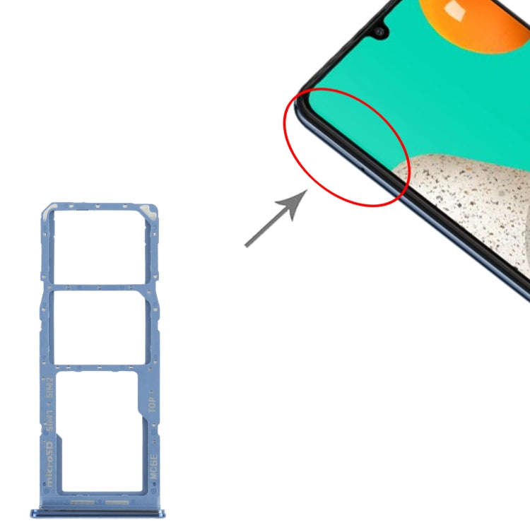 For Samsung Galaxy M32 SM-M325 SIM Card Tray + SIM Card Tray + Micro SD Card Tray (Blue)