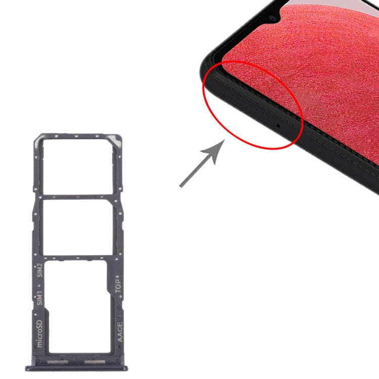 For Samsung Galaxy A13 SM-A135 Original SIM Card Tray + SIM Card Tray + Micro SD card tray (Black)