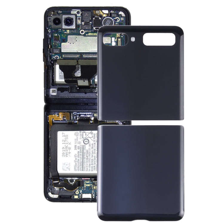 For Samsung Galaxy Z Flip 4G SM-F700 Glass Battery Back Cover (Black)