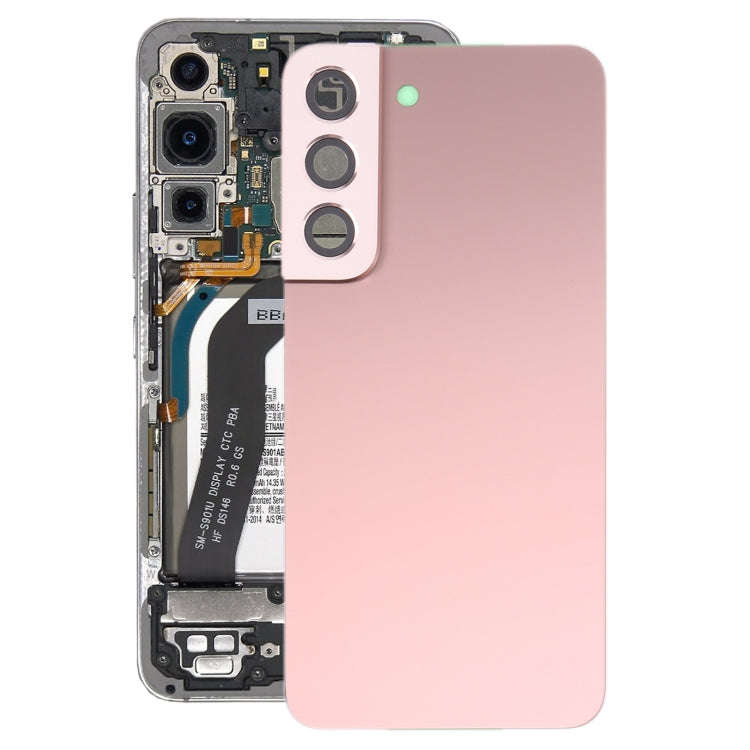 For Samsung Galaxy S22 5G SM-S901B Battery Back Cover with Camera Lens Cover (Pink)