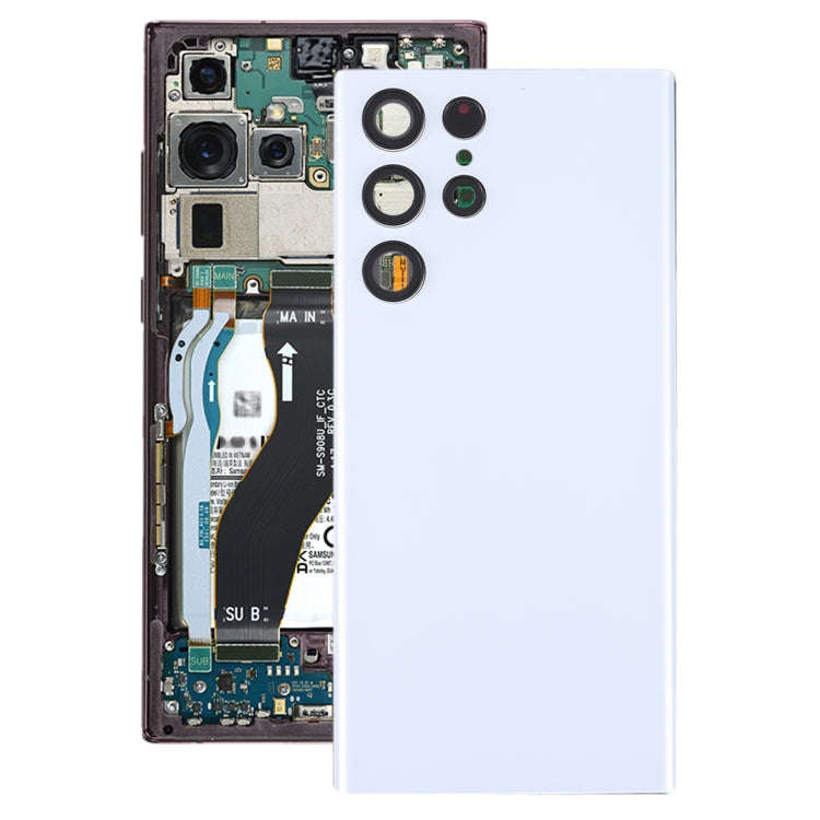 For Samsung Galaxy S22 Ultra 5G SM-S908B Battery Back Cover with Camera Lens Cover (White)