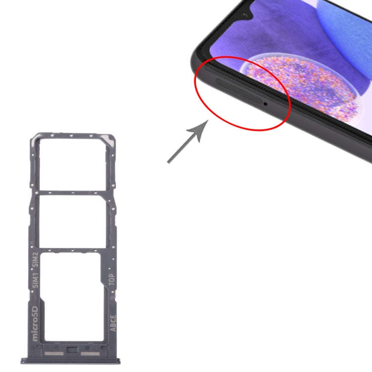 For Samsung Galaxy A23 SM-A235 Original SIM Card Tray + SIM Card Tray + Micro SD Card Tray (Black)