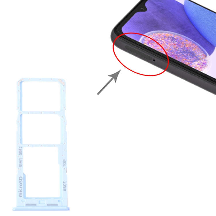 For Samsung Galaxy A23 SM-A235 Original SIM Card Tray + SIM Card Tray + Micro SD Card Tray (Blue)