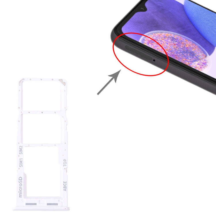 For Samsung Galaxy A23 SM-A235 Original SIM Card Tray + SIM Card Tray + Micro SD Card Tray (White)
