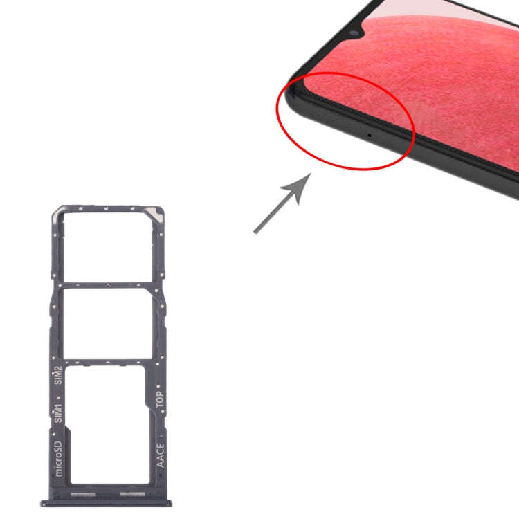For Samsung Galaxy A13 SM-A135 Original SIM Card Tray + SIM Card Tray + Micro SD Card Tray (Black)