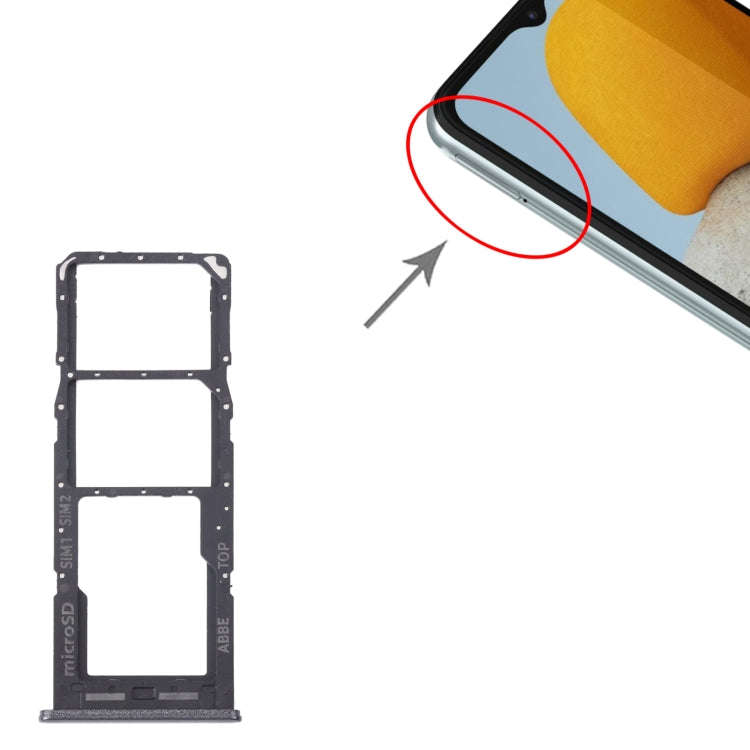 For Samsung Galaxy M23 SM-M236B Original SIM Card Tray + SIM Card Tray + Micro SD Card Tray (Black)