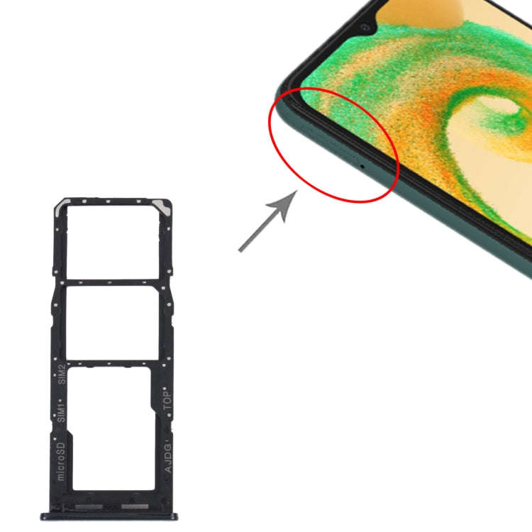 For Samsung Galaxy A04s SM-A047F Original SIM Card Tray + SIM Card Tray + Micro SD Card Tray (Black)