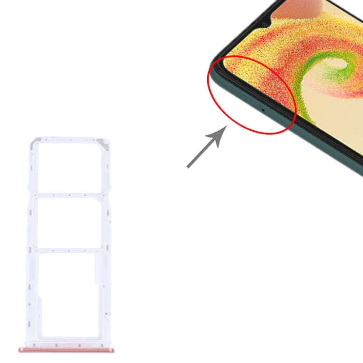 For Samsung Galaxy A04 SM-A045F Original SIM Card Tray + SIM Card Tray + Micro SD Card Tray (Pink)