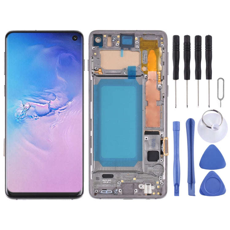 TFT LCD Screen For Samsung Galaxy S10 SM-G973 Digitizer Full Assembly with Frame,Not Supporting F...