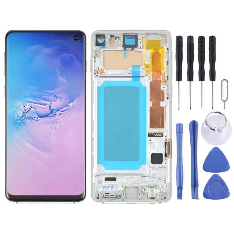 TFT LCD Screen For Samsung Galaxy S10 SM-G973 Digitizer Full Assembly with Frame,Not Supporting F...