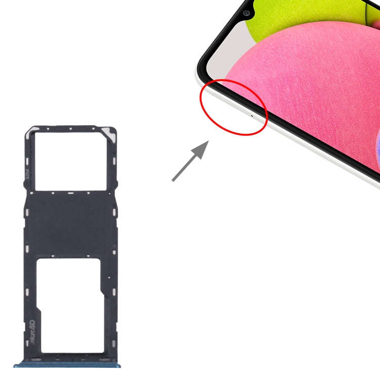 For Samsung Galaxy A03s SM-A037U Original SIM Card Tray + Micro SD card tray (Blue)
