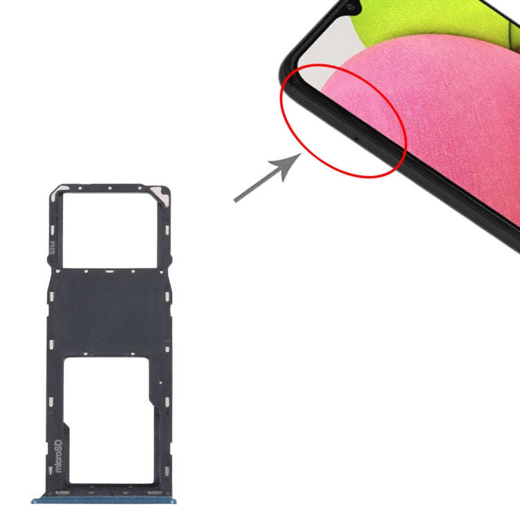 For Samsung Galaxy A03s SM-A037U Original SIM Card Tray + Micro SD card tray (Blue)