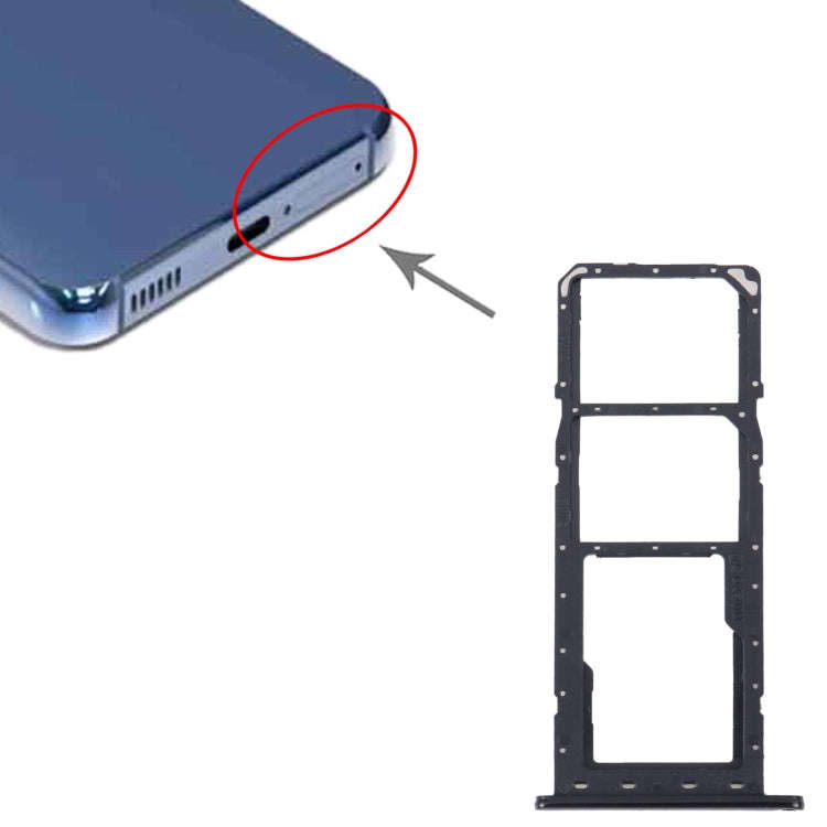 For Samsung Galaxy M04 SM-M045F Original SIM Card Tray + SIM Card Tray + Micro SD Card Tray (Black)
