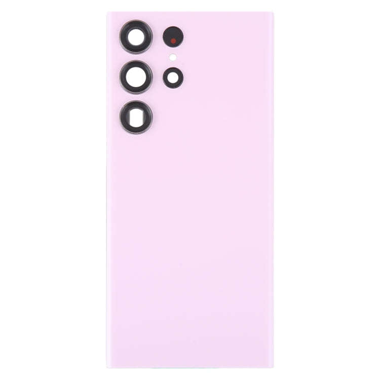 For Samsung Galaxy S23 Ultra SM-S918 Glass Battery Back Cover with Camera Lens Cover(Pink)