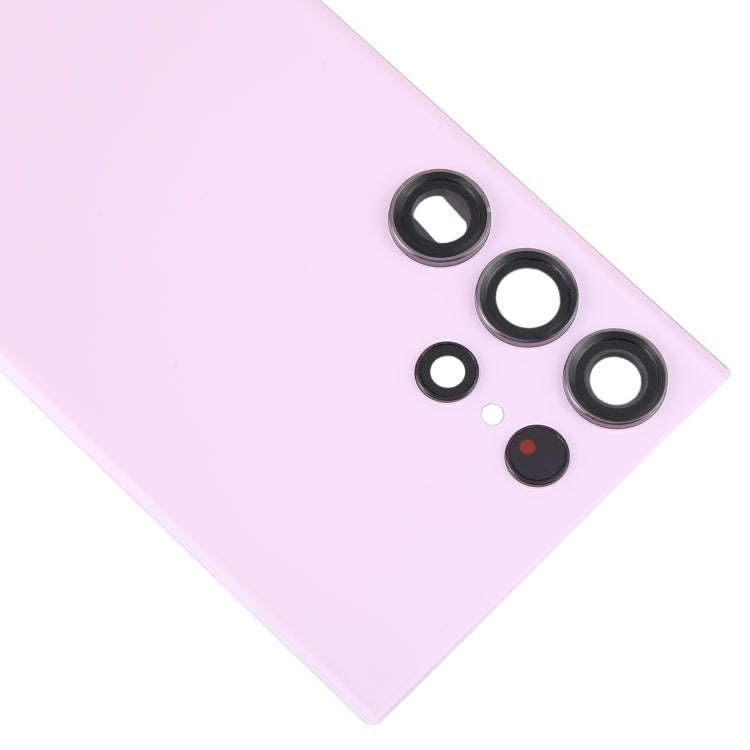 For Samsung Galaxy S23 Ultra SM-S918 Glass Battery Back Cover with Camera Lens Cover(Pink)