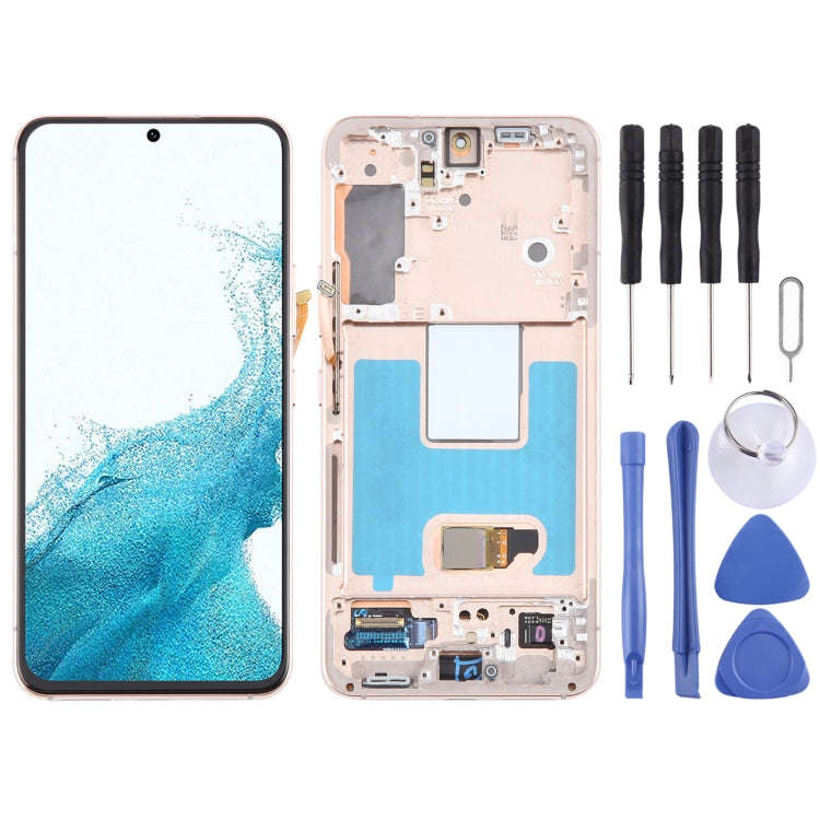 For Samsung Galaxy S22 5G SM-S901B Original LCD Screen Digitizer Full Assembly with Frame (Gold)