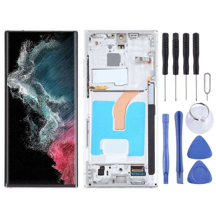 For Samsung Galaxy S22 Ultra 5G SM-S908B Original LCD Screen Digitizer Full Assembly with Frame (...
