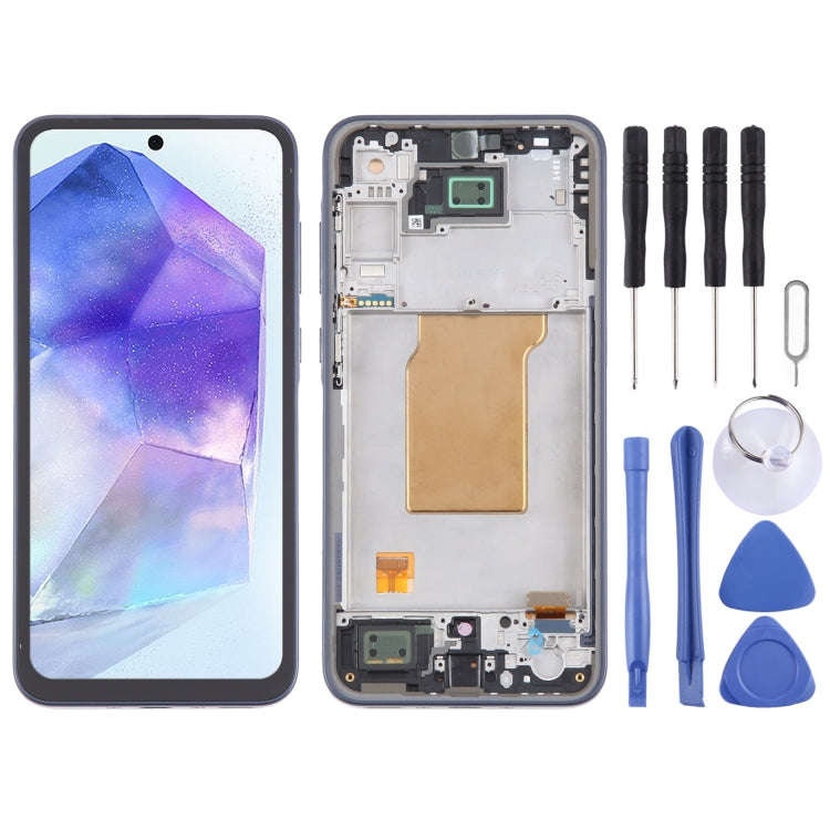For Samsung Galaxy A35 SM-A356B 6.43 inch OLED LCD Screen Digitizer Full Assembly with Frame(Dark...