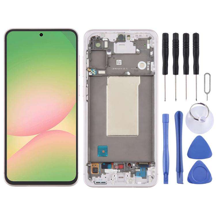 For Samsung Galaxy A56 SM-A566B Original LCD Screen Digitizer Full Assembly with Frame (Pink)