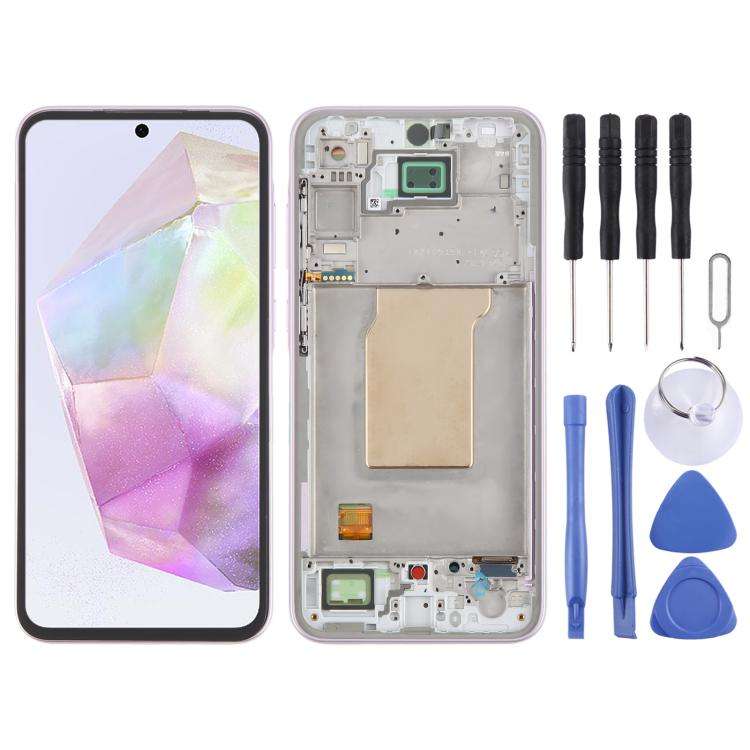 For Samsung Galaxy A35 SM-A356B Original LCD Screen Digitizer Full Assembly with Frame (Pink)