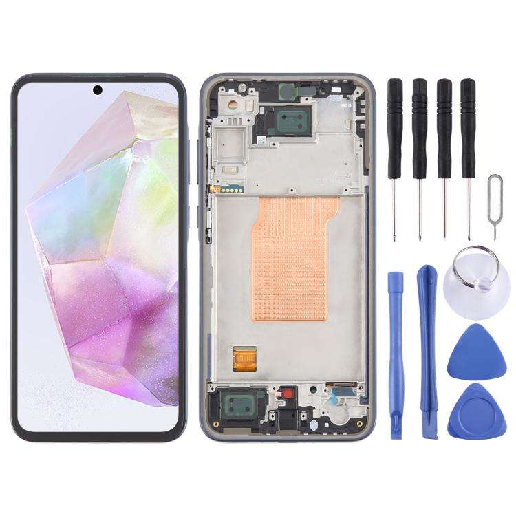 For Samsung Galaxy A35 SM-A356B Original LCD Screen Digitizer Full Assembly with Frame (Blue)