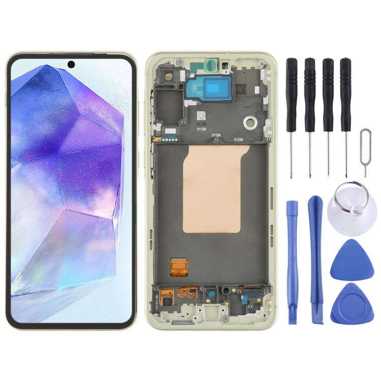 For Samsung Galaxy A55 SM-A556B Original LCD Screen Digitizer Full Assembly with Frame (Light Green)