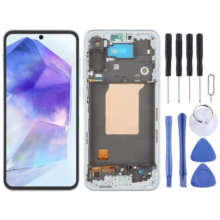 For Samsung Galaxy A55 SM-A556B Original LCD Screen Digitizer Full Assembly with Frame (Baby Blue)