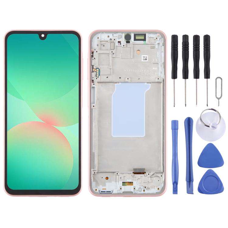 For Samsung Galaxy A26 SM-A266B 6.66 inch OLED LCD Screen Digitizer Full Assembly with Frame (Pink)