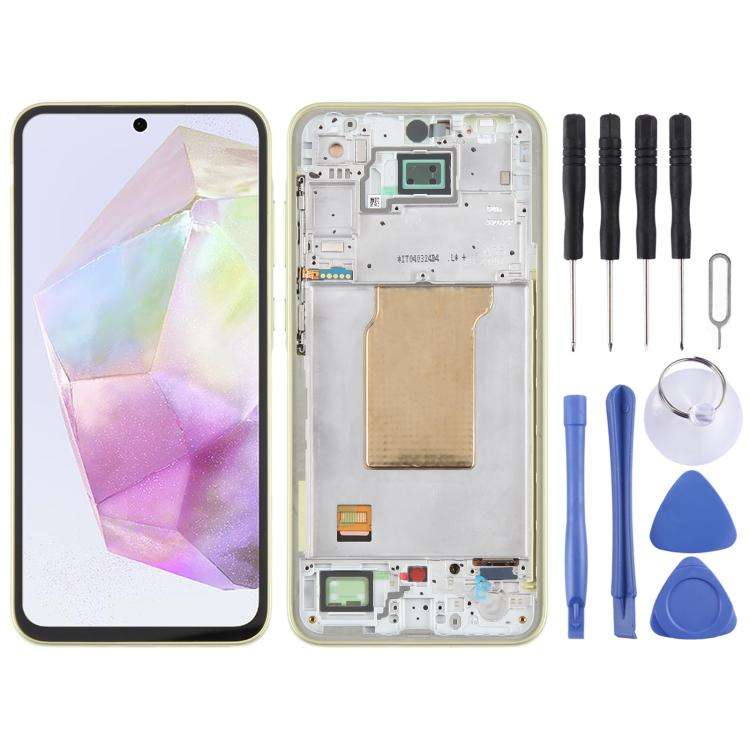 For Samsung Galaxy A35 SM-A356B OLED LCD Screen Digitizer Full Assembly with Frame (Light Green)