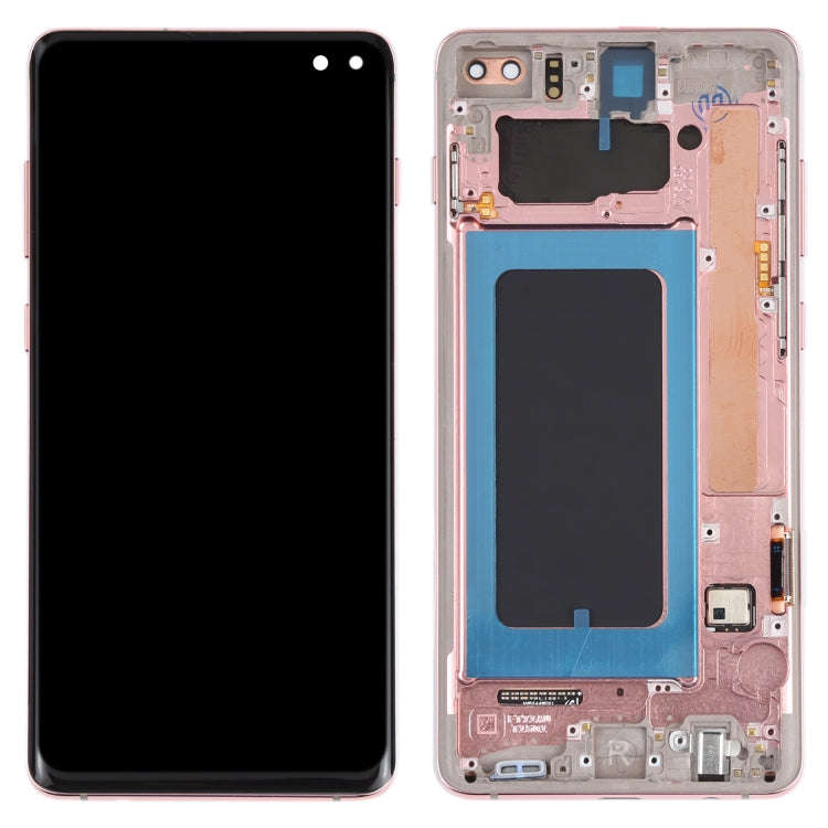 Original Super AMOLED LCD Screen for Samsung Galaxy S10+ Digitizer Full Assembly with Frame (Pink)
