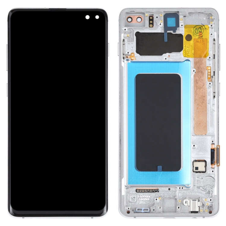 Original Super AMOLED LCD Screen for Samsung Galaxy S10+ Digitizer Full Assembly with Frame (Silver)