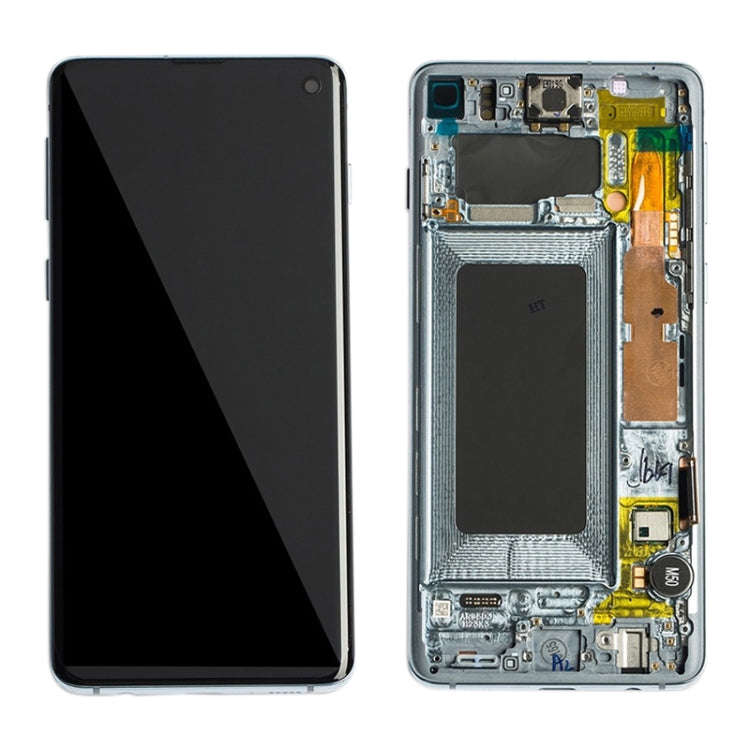 Original Super AMOLED LCD Screen for Galaxy S10 4G Digitizer Full Assembly with Frame (Blue)