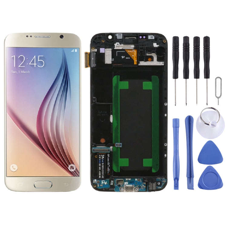 Original Super AMOLED LCD Screen For Samsung Galaxy S6 SM-G920F Digitizer Full Assembly with Fram...