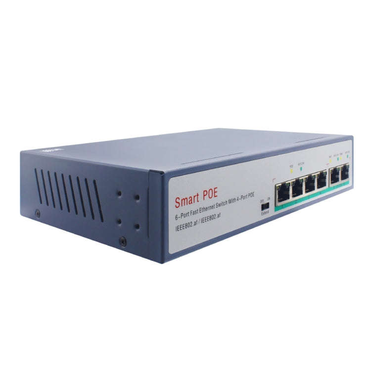 ESCAM POE 4+2 6-Port Fast Ethernet Switch 4-Port POE 10/100M 120W Network Switch, Transmission Di...