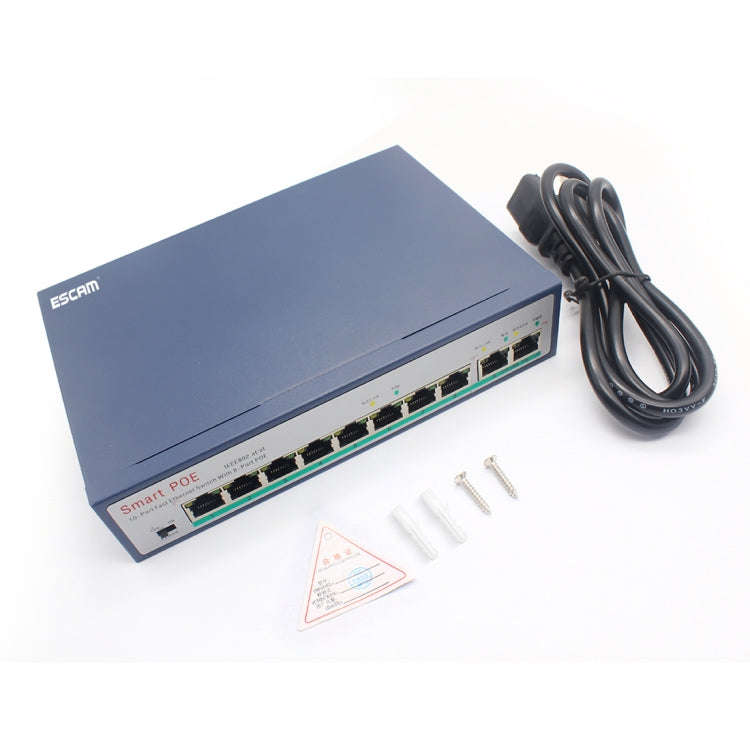 ESCAM POE 8+2 10-Port Fast Ethernet Switch 8-Port POE 10/100M 120W Network Switch, Transmission D...