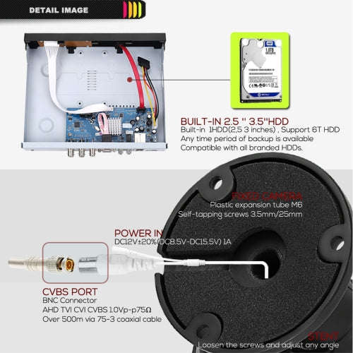 A2B5 720P 1.0 Mega Pixel 2 x Bullet AHD Cameras AHD DVR Kit, Support Night Vision / Motion Detect...