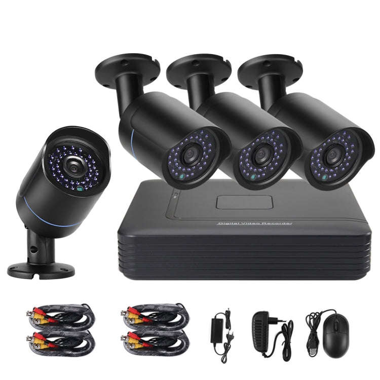 A4B5-Mini 4 Channel 720P 1.0 Mega Pixel 4 x Bullet AHD Cameras AHD DVR Kit, Support Night Vision ...