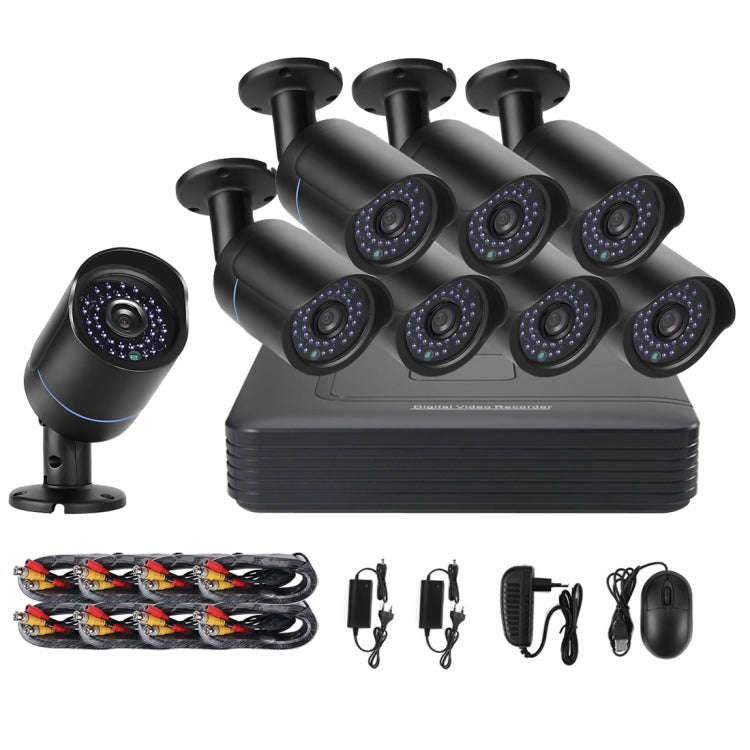 A8B5-Mini 8 Channel 1080P 2.0 Mega Pixel 8 x Bullet AHD Cameras Mini AHD DVR Kit, Support Night V...