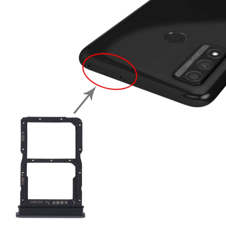 SIM Card Tray + NM Card Tray for Huawei P Smart 2020 (Black)