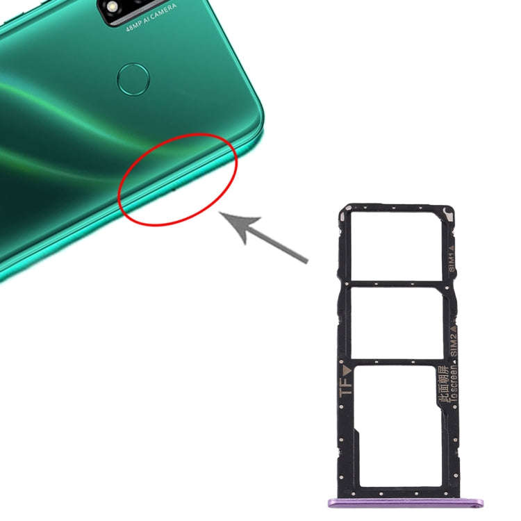 SIM Card Tray + SIM Card Tray + Micro SD Card Tray for Huawei Y8s (Purple)