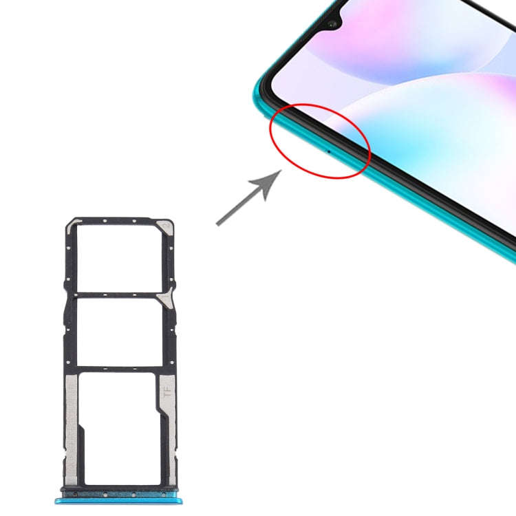 SIM Card Tray + SIM Card Tray + Micro SD Card Tray for Xiaomi Redmi 9A/Redmi 9C(Green)