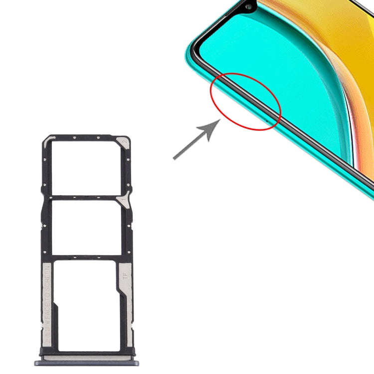 SIM Card Tray + SIM Card Tray + Micro SD Card Tray for Xiaomi Redmi 9/Poco C31(Black)