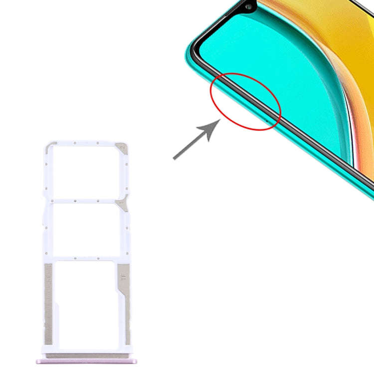 SIM Card Tray + SIM Card Tray + Micro SD Card Tray for Xiaomi Redmi 9/Poco C31(Pink)