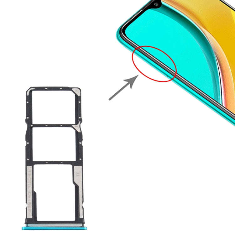 SIM Card Tray + SIM Card Tray + Micro SD Card Tray for Xiaomi Redmi 9(Green)