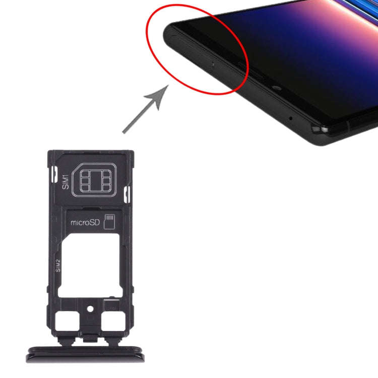 SIM Card Tray + SIM Card Tray / Micro SD Card Tray for Sony Xperia 1 / Xperia XZ4 (Black)