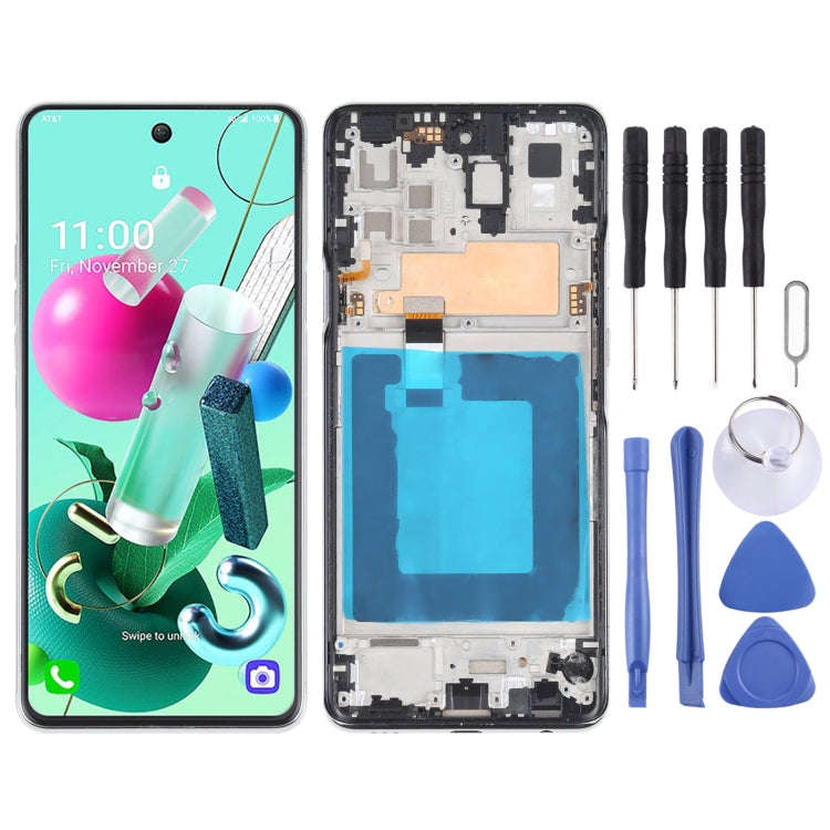 Original LCD Screen for LG Q92 5G Digitizer Full Assembly with Frame (Silver)